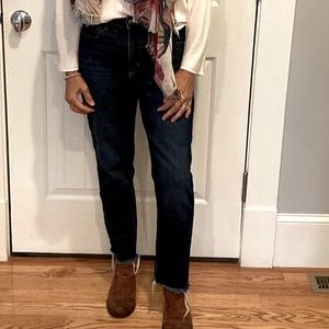 L’Agence straight high rise women’s frayed bottom jeans